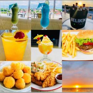 un collage de diferentes fotos de comida y bebida en Seremei Villas en Caye Caulker