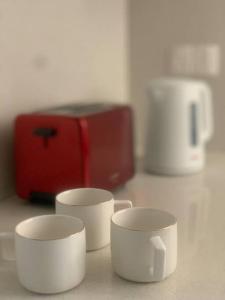 Příslušenství pro přípravu čaje a kávy v ubytování Enjoy modern and trendy apt at the heart of Dubai