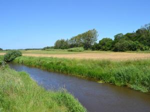 a river in the middle of a field with grass at Apartment Valli - 22km from the sea in Western Jutland by Interhome in Bredebro