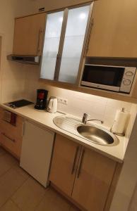 a kitchen with a sink and a microwave at City Center Apartments Vienna in Vienna