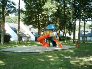 um parque infantil com escorrega num parque em De Bosdreef - Hengelhoef - duplex met verwarmd openluchtzwembad em Aan de Wolfsberg
