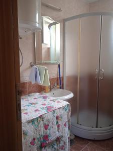 a bathroom with a shower and a sink at Benvenuto in Vrnjačka Banja +3 photos