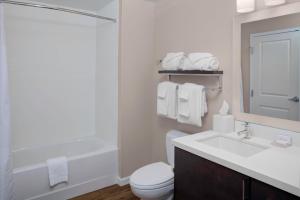 y baño con lavabo, aseo y ducha. en TownePlace Suites by Marriott Albany en Albany