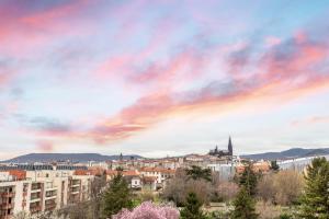 a city under a cloudy sky with trees and buildings at New F5 Neuf Cosy Lumineux proche siége Michelin in Clermont-Ferrand