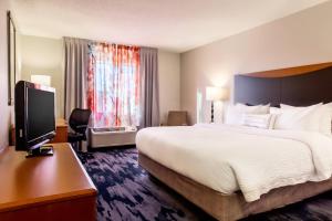 Habitación de hotel con cama grande y TV en Fairfield Inn & Suites Minneapolis Eden Prairie en Eden Prairie