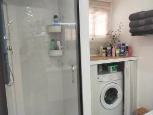 een douche in een badkamer met een wasmachine bij Playa Monis 2 in Icod de los Vinos