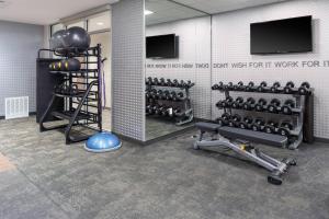 a room with a gym with weights and a tv at Fairfield Inn & Suites by Marriott Winnemucca in Winnemucca