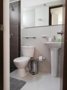 uma casa de banho com um WC e um lavatório em Apartamento Lux Confort em Floridablanca