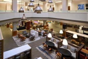 an overhead view of the lobby of a library at Washington Marriott Georgetown in Washington, D.C.