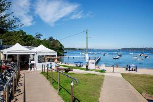 a view of a body of water with boats at Tusan Villa Little Manly in Sydney