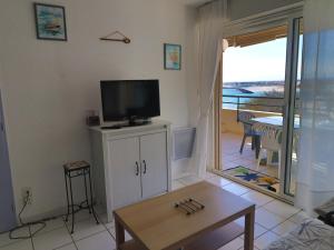 Televízia a/alebo spoločenská miestnosť v ubytovaní Beau 3P en bord de mer avec piscine et box privatif - FR-1-472A-272