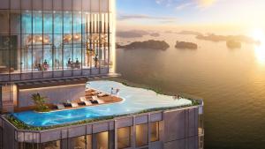 Výhled na bazén z ubytování A La Carte Ha Long Bay Hotel nebo okolí