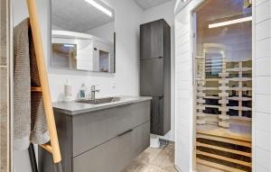 a kitchen with a sink and a wine cellar at Cozy Home In Juelsminde With Wifi in Sønderby +17 photos