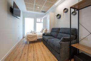a living room with a couch and a tv at Elegant Rooms Lasarte in Lasarte +13 photos