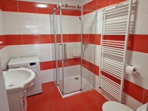 W łazience znajduje się prysznic, umywalka i toaleta. w obiekcie Ubytování u Marty BEZ TERASY w mieście Šakvice
