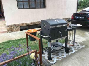 una parrilla sentada en un patio junto a una casa en Summer Blue - Holiday House, en Shabla