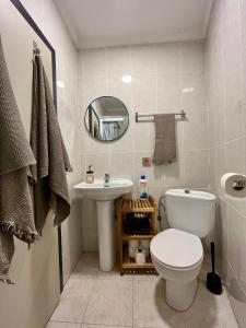 a bathroom with a toilet and a sink at Loft Borines in Borines