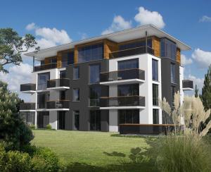 un diseño arquitectónico de un edificio de apartamentos en Dünenhaus Aurell, en Heringsdorf