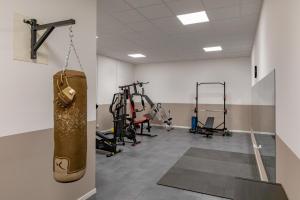 a gym with a punching bag hanging from a wall at B&B Quattro Stagioni Charme and Wellness in Besnate