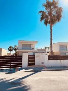 a building with a palm tree in front of it at Villa Malibu 3021 in Vistabella