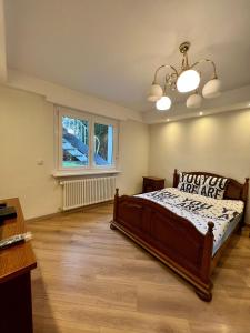 a bedroom with a bed and a window at Very nice cosy new appart in Ostwald