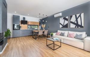 a living room with a white couch and a table at Villa Dual in Sveti Petar u Šumi