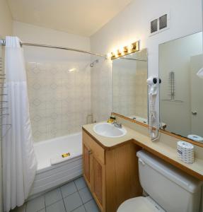 a bathroom with a sink and a toilet and a tub at Spanish Villa Resort in Penticton