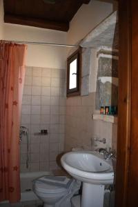 a bathroom with a sink and a toilet at Traditional Villa with pool in Sfakia in Ímbros