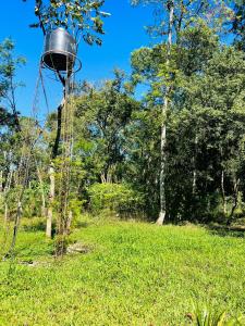 um balde num campo com árvores ao fundo em Casa de Campo La Olivia em Eldorado