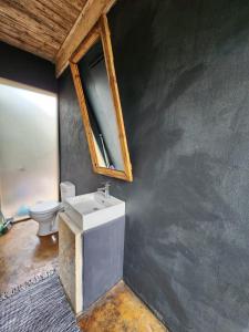 a bathroom with a sink and a toilet at Hartbeest eco bush lodge 2 in Hartbeespoort