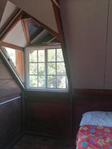 a room with a window and a bed in it at Coffee Store La Cabaña in Valle Hornito