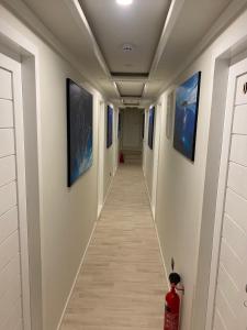 a hallway in a hospital with paintings on the walls at Zaa Queen in Male City