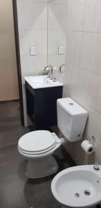 ein Bad mit einem WC und einem Waschbecken in der Unterkunft Dpto Falucho in San Luis