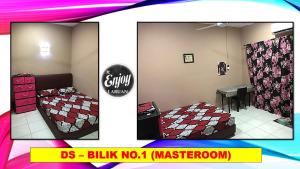 Una foto de un dormitorio con cama y escritorio en GANGGARAK PERMAI 2 TINGKAT VVIP LABUAN en Labuan