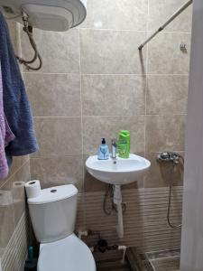 La salle de bains est pourvue de toilettes et d'un lavabo. dans l'établissement Stail, à Bălţi