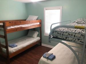 1 dormitorio con 2 literas y ventana en Cozy Home in Central Morehead 5min from the Beach, en Morehead City