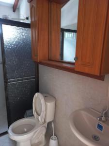 a bathroom with a toilet and a sink at Apartamentos con estacionamiento cerca al parque in Támesis