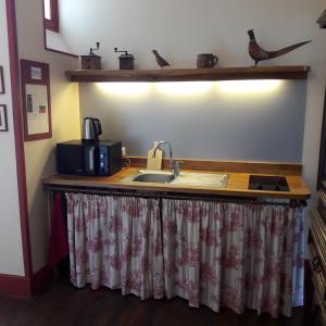 a kitchen with a sink and a counter top at La Violiere in Rouziers-de-Touraine