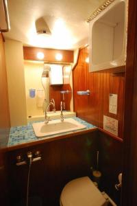 a bathroom with a sink and a toilet at Motor Yacht Cadabra in Rab