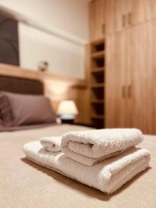 雅典的住宿－2 BedRoom Apt - Live Like a Local in Kolonaki，床上的一大堆毛巾