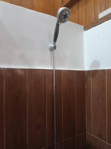La salle de bains est pourvue d'une douche avec un pommeau de douche. dans l'établissement Aundanao Oasis Beach, à Samal