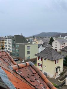 Gemütliche & zentrale Wohnung in der Stadt Zürich في زيورخ: اطلالة على مدينة بها مباني واسقف