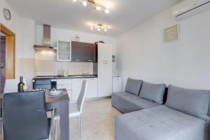 Il comprend une cuisine et un salon avec une table et un canapé. dans l'établissement Villa Rondine Apartments - Happy Rentals, à Novigrad