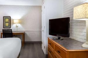 a bedroom with a television on a dresser with a bed at La Quinta Inn Tampa Airport Stadium Westshore in Tampa