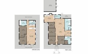 een plattegrond en hoogte van een huis bij Ipswich Central Colonial 4&2 house + 2&1 apartment in Ipswich