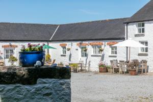 a house with a large pot of flowers in front of it at East Trewent Farm in Pembroke