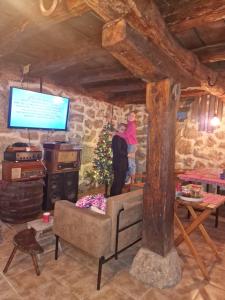 Televízia a/alebo spoločenská miestnosť v ubytovaní Konak -Guest house -Ramonda Serbika