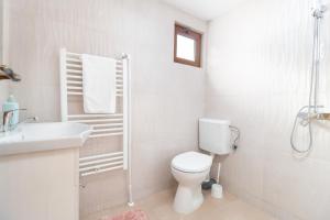 a white bathroom with a toilet and a sink at Casa de Vacanta Cascada in Vidra +50 photos