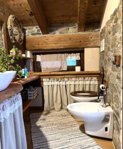 a bathroom with a toilet and a sink at Baita Il Focolare - Your Mountain Holiday in Premana