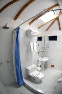 クスコにあるラ カーサ デ フレイ バルトローメのトイレと洗面台付きのバスルーム